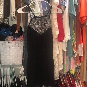 Black tribal print romper